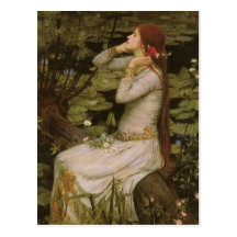Ophelia (durch den Teich) JW Waterhouse, viktorian Postkarte