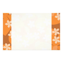 Orange Blumen. Retro Blumenmuster Personalisiertes Büropapier