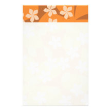 Orange Blumen. Retro Blumenmuster Personalisierte Büropapiere
