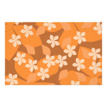 Orange Blumen. Retro Blumenmuster Personalisiertes Büropapier