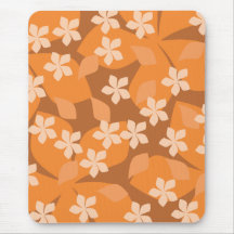 Orange Blumen. Retro Blumenmuster Mauspads