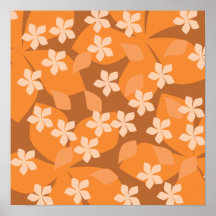 Orange Blumen. Retro Blumenmuster Posterdrucke