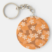 Orange Blumen. Retro Blumenmuster Schlüsselband