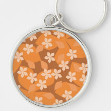 Orange Blumen. Retro Blumenmuster Schlüsselbänder