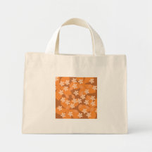 Orange Blumen. Retro Blumenmuster Tasche