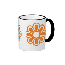 Orange Blumen-Wecker-Kaffeetasse