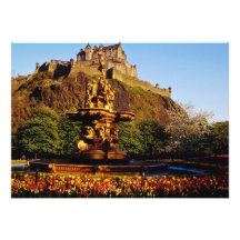 Orange Brunnen und Tulpen, Edinburgh-Schloss, Scho Personalisierte Einladung