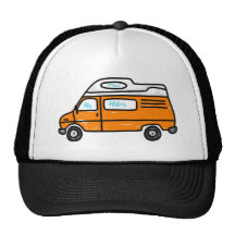 Orange Campervan Baseball Caps