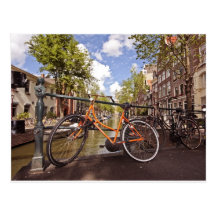 Orange Fahrrad in Amsterdam die Niederlande Postkarten