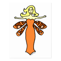 Orange Fee Postkarte