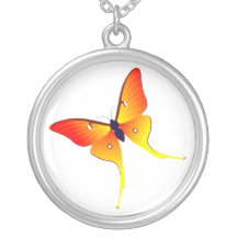 Orange Flammen-Schmetterlings-rundes Sterlingsilbe Schmuck