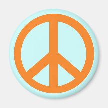 Orange Friedenszeichen-Produkte Magnete
