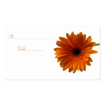 Orange Gerbera-Gänseblümchen-Anlass-Platzkarte Visitenkartenvorlage