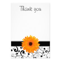 Orange Gerbera-Gänseblümchen-Schwarz-Rolle-Ebene d Individuelle Einladung