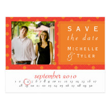 Orange Kreis-Save the Date Karte Postkarten