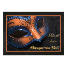 Orange Masken-Kostümball-Halloween-Einladung
