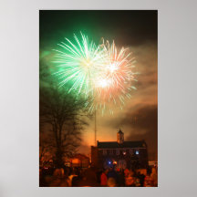 Orange neue Jahre Feuerwerks- Posterdrucke
