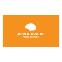Orange Psychiaters-Visitenkarte mit Gehirn