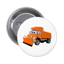 Orange Schnee-Pflug-Cartoon Button