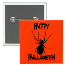 Orange schwarzer gruseliger Spinnen-Knopf Hallowee Button