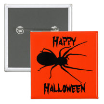 Orange schwarzer gruseliger Spinnen-Knopf Hallowee Button