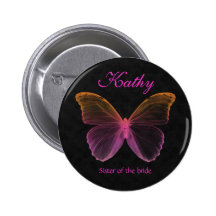 Orange Schwarzes des Schmetterlings-Namensschild-K Anstecknadelbutton