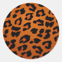 Orange Trendy Big Leopard Print Round Stickers