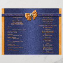 Orange und blaues Hochzeitsprogramm Custom Flyer