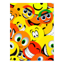 ORANGE UND GELBE SMILEY-COLLAGE POSTKARTE