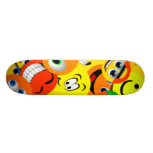 ORANGE UND GELBER SMILEY-COLLAGESKATEBOARD PERSONALISIERTES SKATEDECK