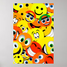 ORANGE UND GELBES SMILEY-COLLAGEN-PLAKAT