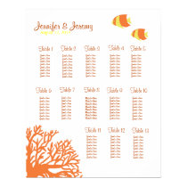 Orange und gelbes tropisches Fisch-Sitzplatz-Diagr poster