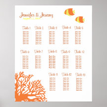 Orange und gelbes tropisches Fisch-Sitzplatz-Diagr Plakatdruck