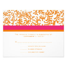 Orange und rosa Hochzeit UAWG Einladung