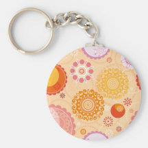 Orange und rosa kreisförmige geometrische Blumen Schlüsselbänder