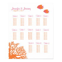Orange und rosa tropisches Fisch-Sitzplatz-Diagram poster