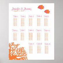 Orange und rosa tropisches Fisch-Sitzplatz-Diagram Posterdrucke