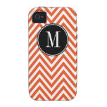 Orange weißes Monogramm-Zickzack Zickzack-Muster Case-Mate iPhone 4 Cover