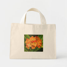 orangee Blumen Tragetaschen