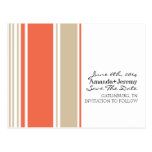 Orangen-und TAN-Streifen Save the Date Postkarte