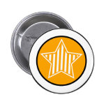 Orangen-und Weiß-Stern-Knopf Anstecknadelbuttons