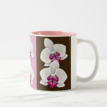 Orchideen auf rosa, Lila und schokoladenbraunem -  Tassen
