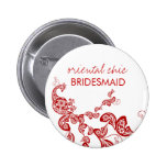 Orientalischer schicker roter Blumenpfau-Hochzeits Button