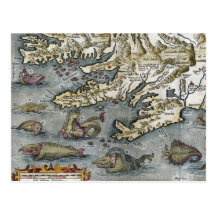 Ortelius Karten-Seeungeheuer-Postkarten