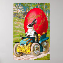 Osterhase mit coolem Auto Plakatdrucke