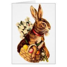 Osterhase mit Eiern und Mietze-Weiden Grußkarten
