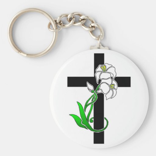 Osterlilien und Kreuz Schlüsselband