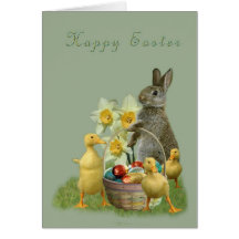 Ostern-Grußkartenhäschen und -entlein