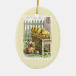 Ostern - Küken, Eier u. Bank - antike Postkarte Ornamente