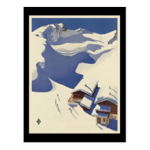 Österreich-Skihäuschen in den Alpen Postkarten